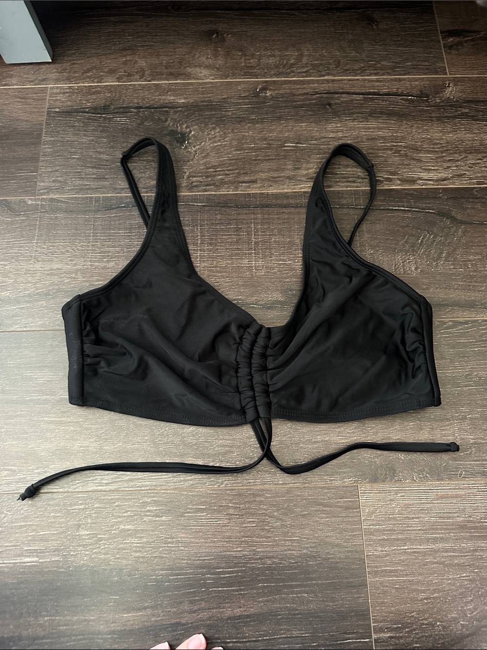 No Boundaries Black Ruched Tie-Front Bralette